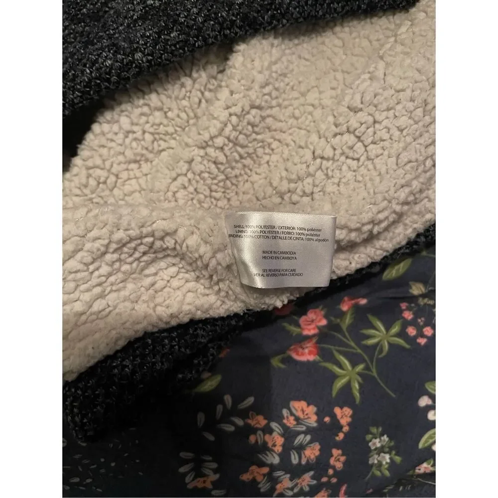 Orvis Mens Dark Grey Quarter Zip Pullover Sherpa Fleece Lined Jacket Large